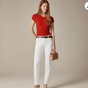 J Crew White 03 Slim Straight Tapered Leg Cotton Denim Pant 29 Tall